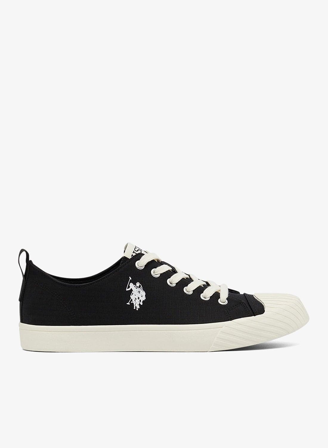 Men's Black Low-Top Canvas Sneakers - Iconic Branding for a Clean Look